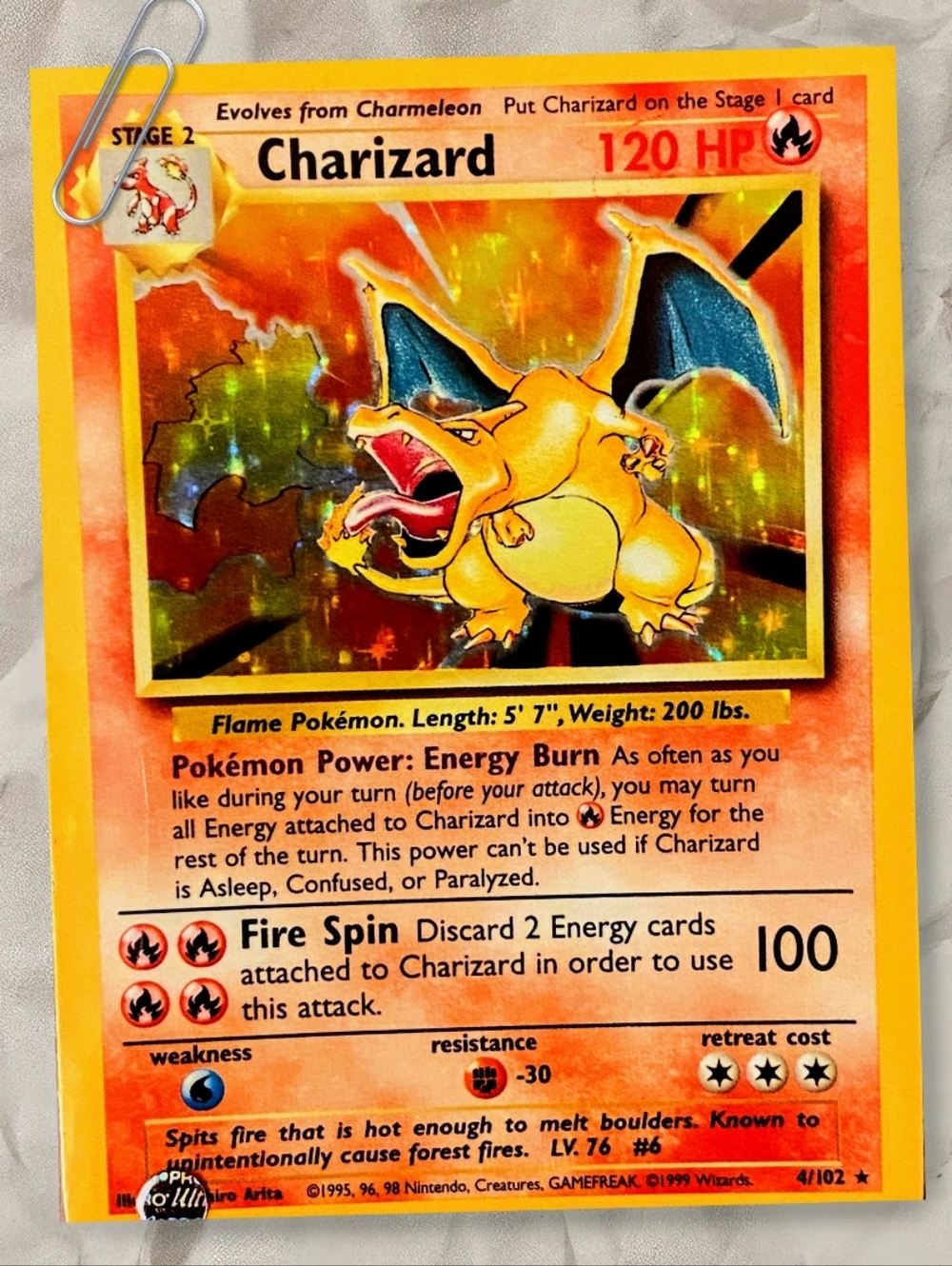 Charizard Pokémon Card Metal Sign - Orange & Yellow